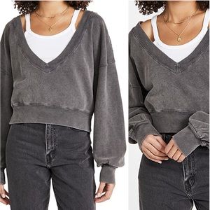 Free People cropped sweatshirt in washed black